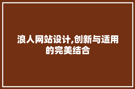 浪人网站设计,创新与适用的完美结合