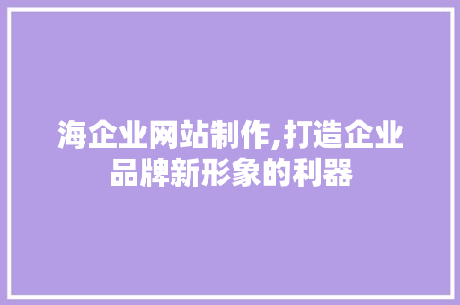 海企业网站制作,打造企业品牌新形象的利器