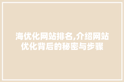 海优化网站排名,介绍网站优化背后的秘密与步骤