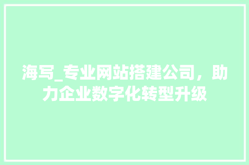 海写_专业网站搭建公司，助力企业数字化转型升级