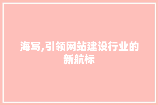海写,引领网站建设行业的新航标