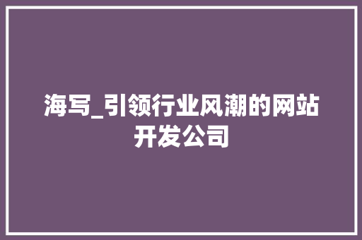 海写_引领行业风潮的网站开发公司