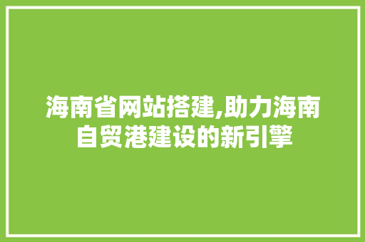 海南省网站搭建,助力海南自贸港建设的新引擎