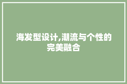 海发型设计,潮流与个性的完美融合 海发型设计,潮流与个性的完美融合 神马SEO
