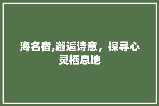海名宿,邂逅诗意，探寻心灵栖息地