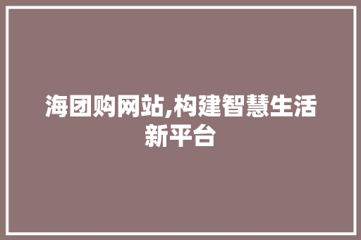 海团购网站,构建智慧生活新平台
