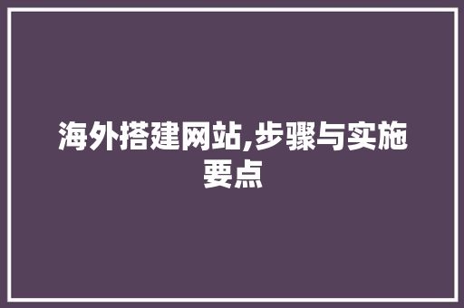 海外搭建网站,步骤与实施要点