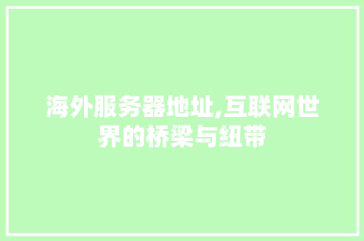 海外服务器地址,互联网世界的桥梁与纽带