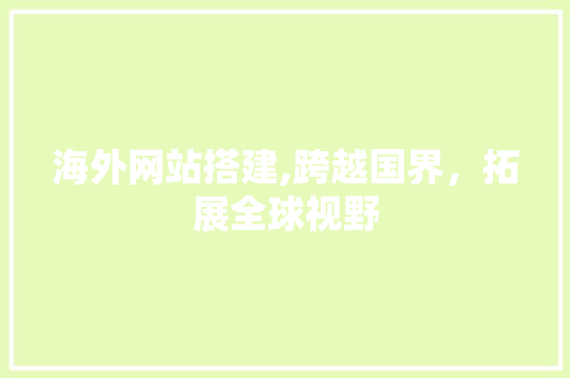 海外网站搭建,跨越国界，拓展全球视野 海外网站搭建,跨越国界，拓展全球视野 必应SEO