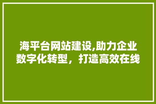海平台网站建设,助力企业数字化转型，打造高效在线服务平台