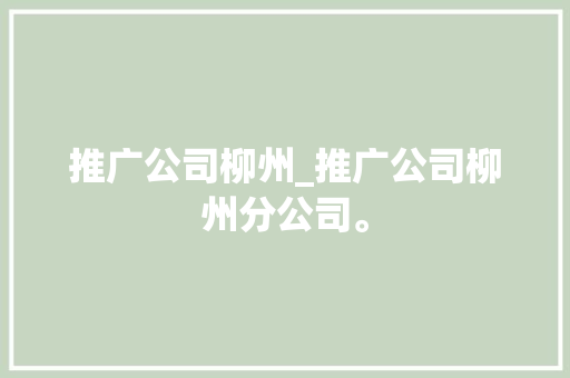 推广公司柳州_推广公司柳州分公司。 推广公司柳州_推广公司柳州分公司。 网站建设公司