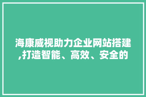 海康威视助力企业网站搭建,打造智能、高效、安全的在线平台