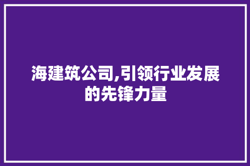 海建筑公司,引领行业发展的先锋力量