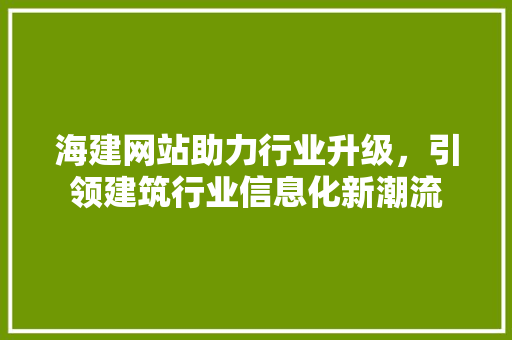 海建网站助力行业升级，引领建筑行业信息化新潮流