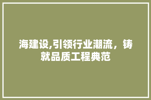 海建设,引领行业潮流，铸就品质工程典范
