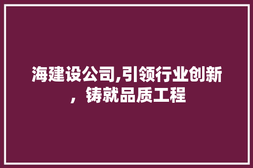 海建设公司,引领行业创新，铸就品质工程