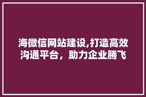 海微信网站建设,打造高效沟通平台，助力企业腾飞