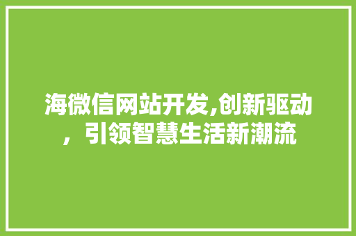 海微信网站开发,创新驱动，引领智慧生活新潮流
