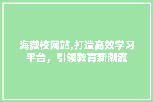 海微校网站,打造高效学习平台，引领教育新潮流