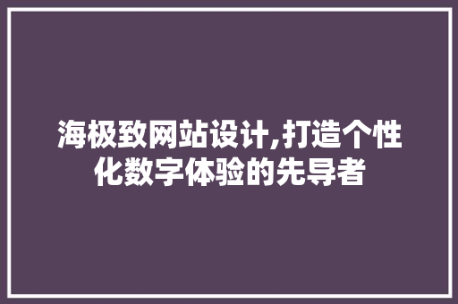 海极致网站设计,打造个性化数字体验的先导者