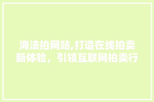 海法拍网站,打造在线拍卖新体验，引领互联网拍卖行业新潮流