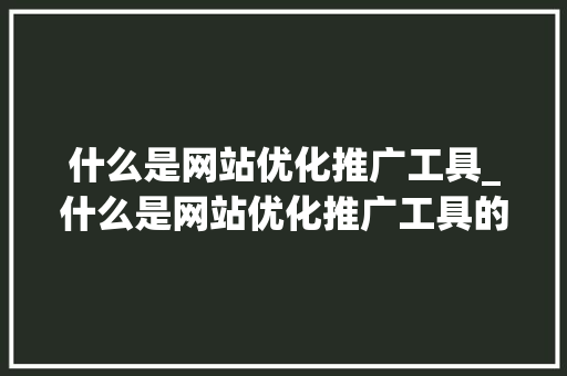 什么是网站优化推广工具_什么是网站优化推广工具的方法。