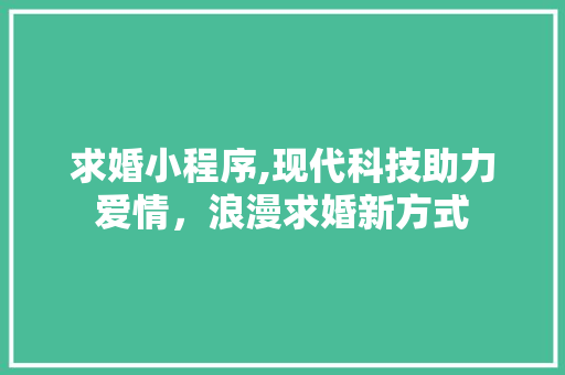 求婚小程序,现代科技助力爱情，浪漫求婚新方式 求婚小程序,现代科技助力爱情，浪漫求婚新方式 必应SEO