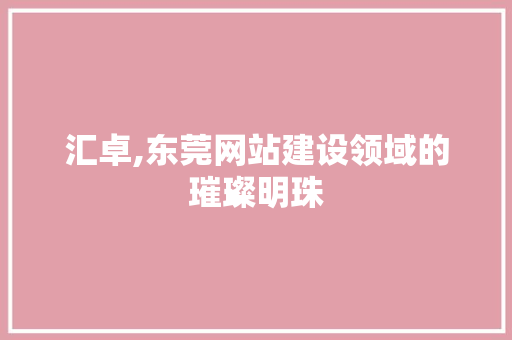 汇卓,东莞网站建设领域的璀璨明珠 汇卓,东莞网站建设领域的璀璨明珠 百度SEO