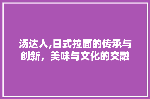 汤达人,日式拉面的传承与创新，美味与文化的交融 汤达人,日式拉面的传承与创新，美味与文化的交融 网站建设公司