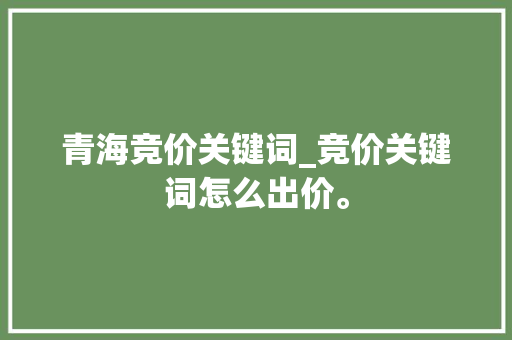青海竞价关键词_竞价关键词怎么出价。 青海竞价关键词_竞价关键词怎么出价。 SEO关键词