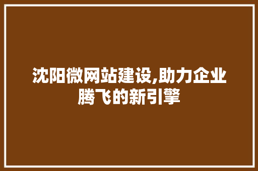 沈阳微网站建设,助力企业腾飞的新引擎 沈阳微网站建设,助力企业腾飞的新引擎 网站建设公司