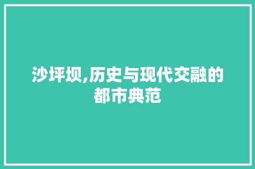 沙坪坝,历史与现代交融的都市典范 沙坪坝,历史与现代交融的都市典范 搜狗SEO
