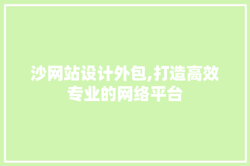 沙网站设计外包,打造高效专业的网络平台