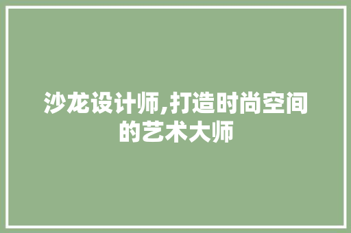 沙龙设计师,打造时尚空间的艺术大师 沙龙设计师,打造时尚空间的艺术大师 必应SEO