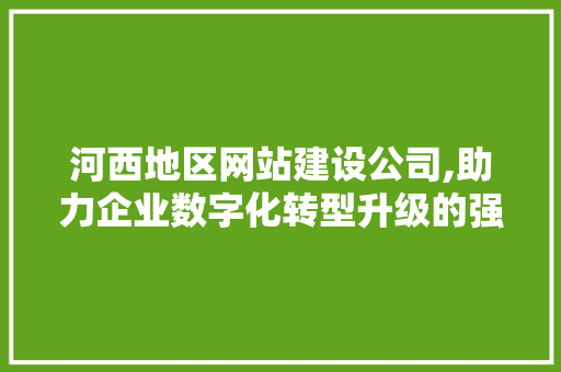 河西地区网站建设公司,助力企业数字化转型升级的强力伙伴 河西地区网站建设公司,助力企业数字化转型升级的强力伙伴 必应SEO