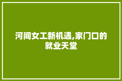 河间女工新机遇,家门口的就业天堂 河间女工新机遇,家门口的就业天堂 搜狗SEO