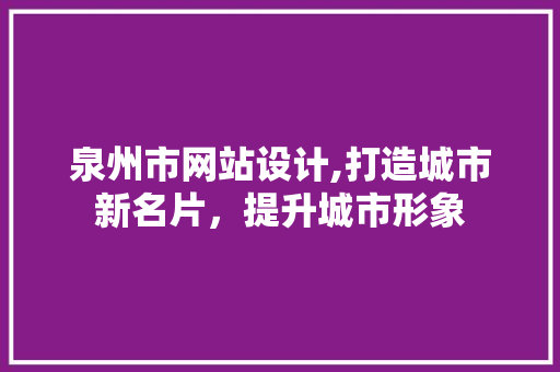泉州市网站设计,打造城市新名片，提升城市形象