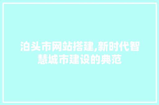 泊头市网站搭建,新时代智慧城市建设的典范 泊头市网站搭建,新时代智慧城市建设的典范 百度SEO