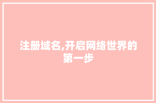 注册域名,开启网络世界的第一步