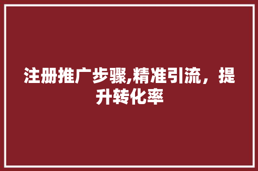 注册推广步骤,精准引流，提升转化率