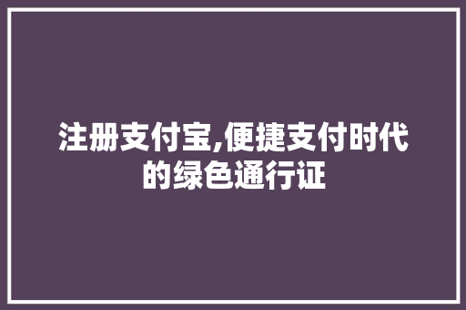 注册支付宝,便捷支付时代的绿色通行证