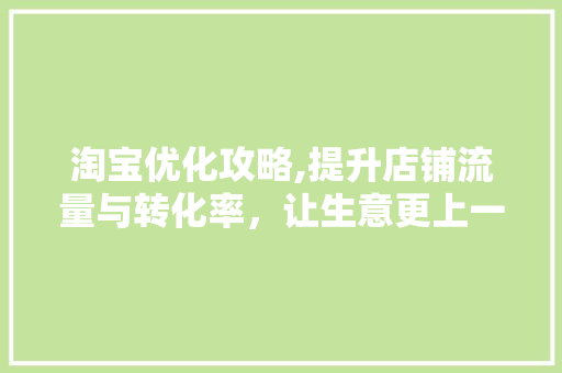淘宝优化攻略,提升店铺流量与转化率，让生意更上一层楼