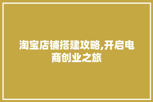 淘宝店铺搭建攻略,开启电商创业之旅