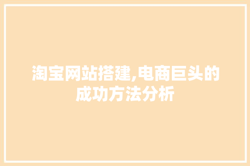 淘宝网站搭建,电商巨头的成功方法分析