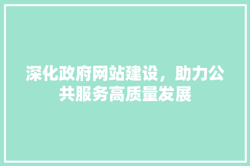 深化政府网站建设，助力公共服务高质量发展