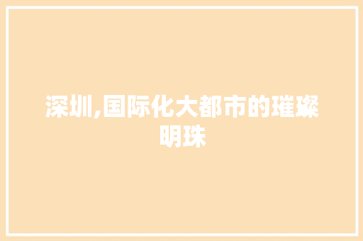 深圳,国际化大都市的璀璨明珠
