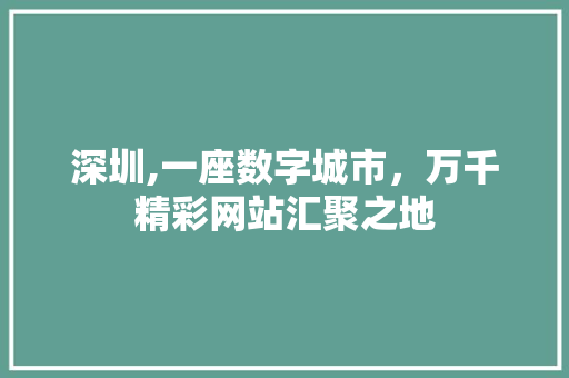 深圳,一座数字城市，万千精彩网站汇聚之地