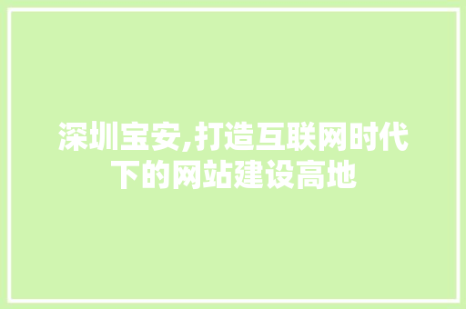 深圳宝安,打造互联网时代下的网站建设高地