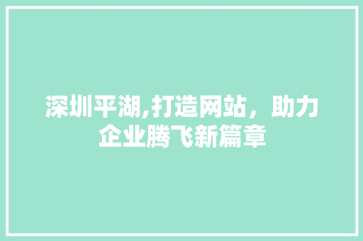 深圳平湖,打造网站，助力企业腾飞新篇章