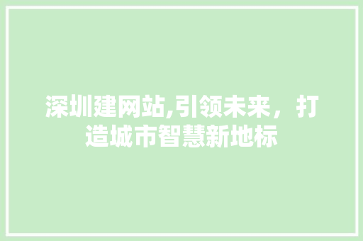 深圳建网站,引领未来，打造城市智慧新地标